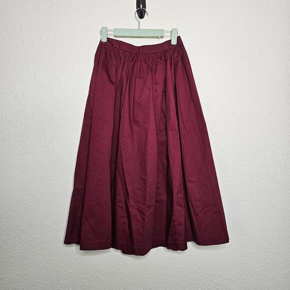 Uniqlo pleated balloon long pull on skirt Wine color Women's size M holiday - Picture 3 of 3